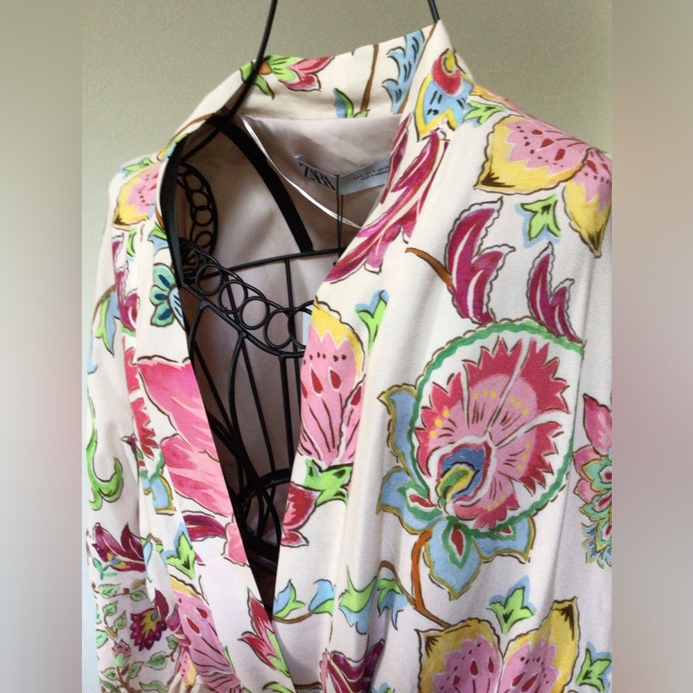Zara New Belted Printed Kimono Multicolored. Size S, New with tags. - Picture 12 of 12